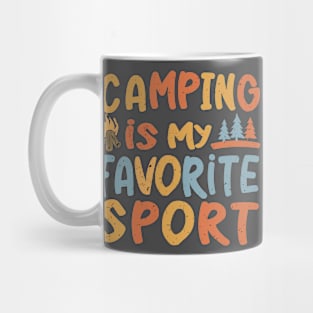 Colorful Camping Is My Favorite Sport Grunge Design Mug